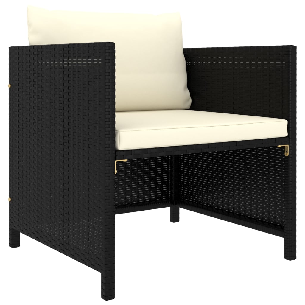 6-tlg. Garten-Lounge-Set mit Kissen Poly Rattan Schwarz