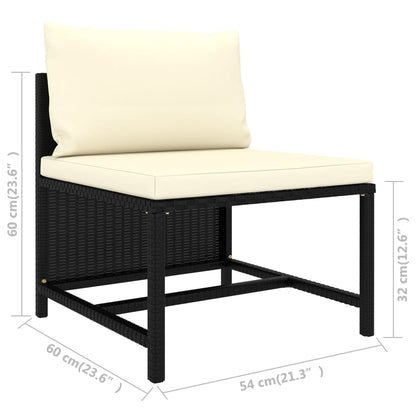 12-tlg. Garten-Lounge-Set mit Kissen Poly Rattan Schwarz