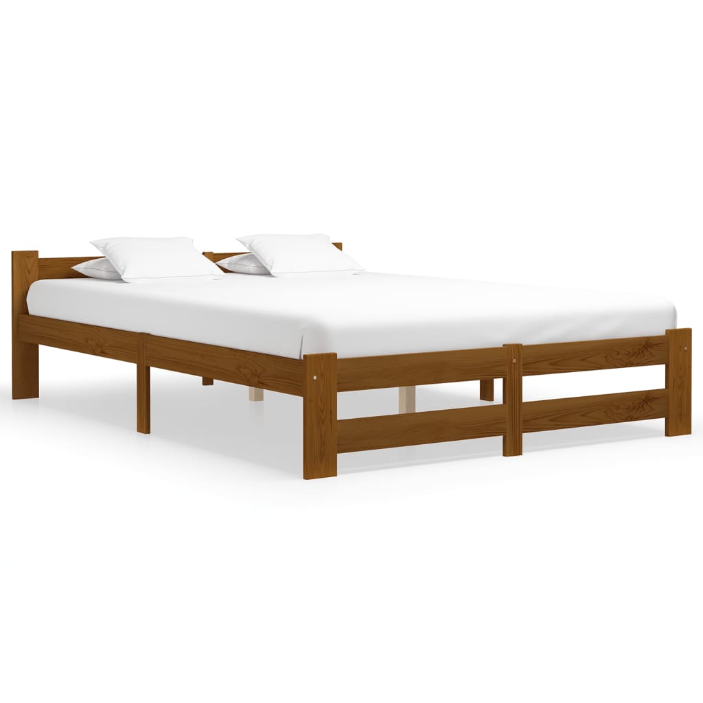 Solid wood bed honey brown pine 160x200 cm