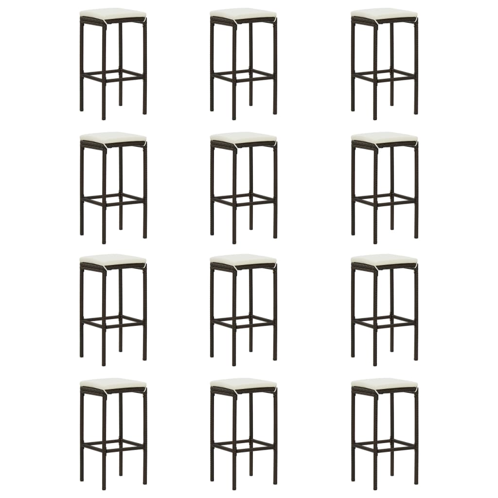 16-tlg. Gartenbar-Set mit Kissen Poly Rattan Braun