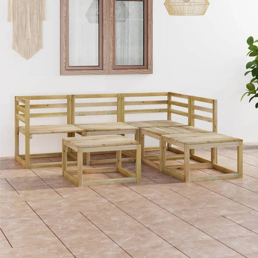 6-piece garden lounge set green impregnated pinewood