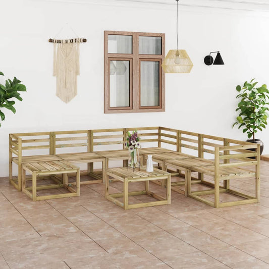 9-piece garden lounge set green impregnated pinewood