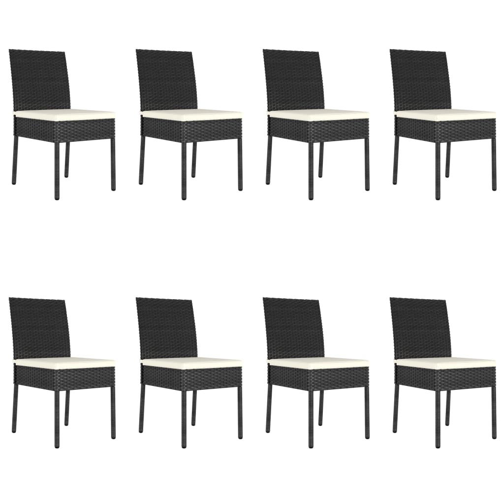 9-piece garden dining set poly rattan black