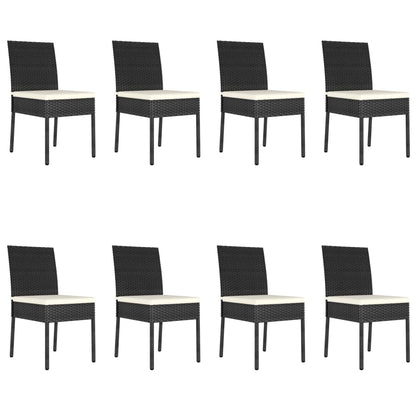 9-piece garden dining set poly rattan black