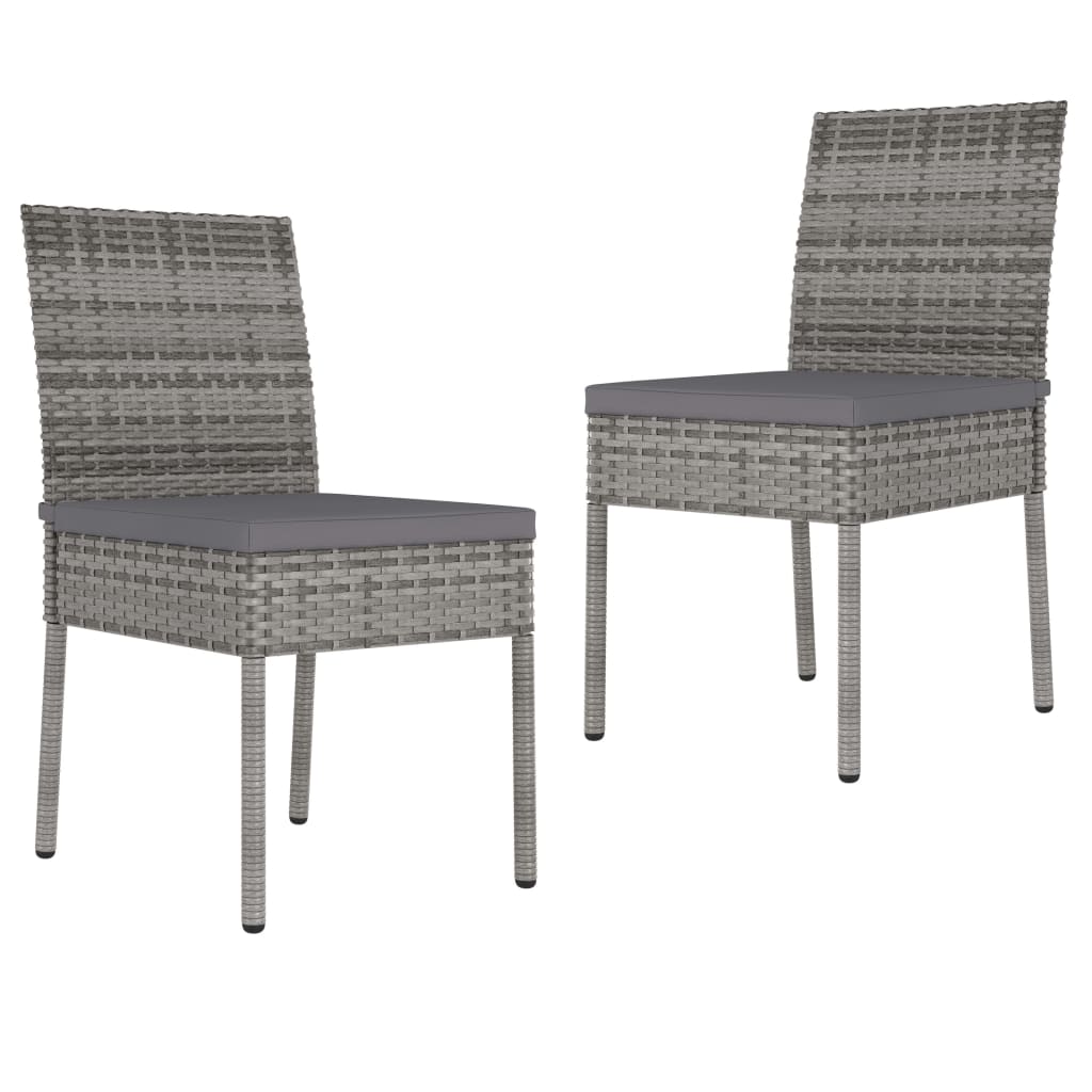 3-piece garden dining set poly rattan grey