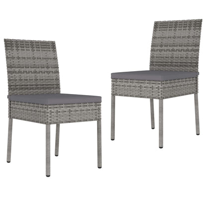 3-piece garden dining set poly rattan grey