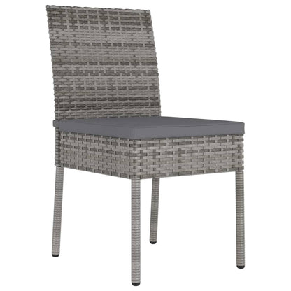 3-piece garden dining set poly rattan grey
