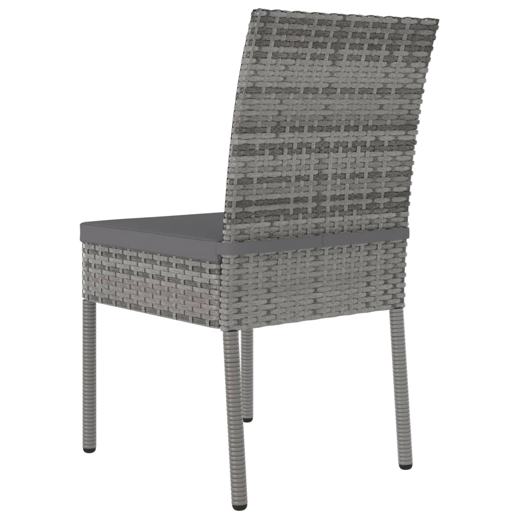 3-piece garden dining set poly rattan grey