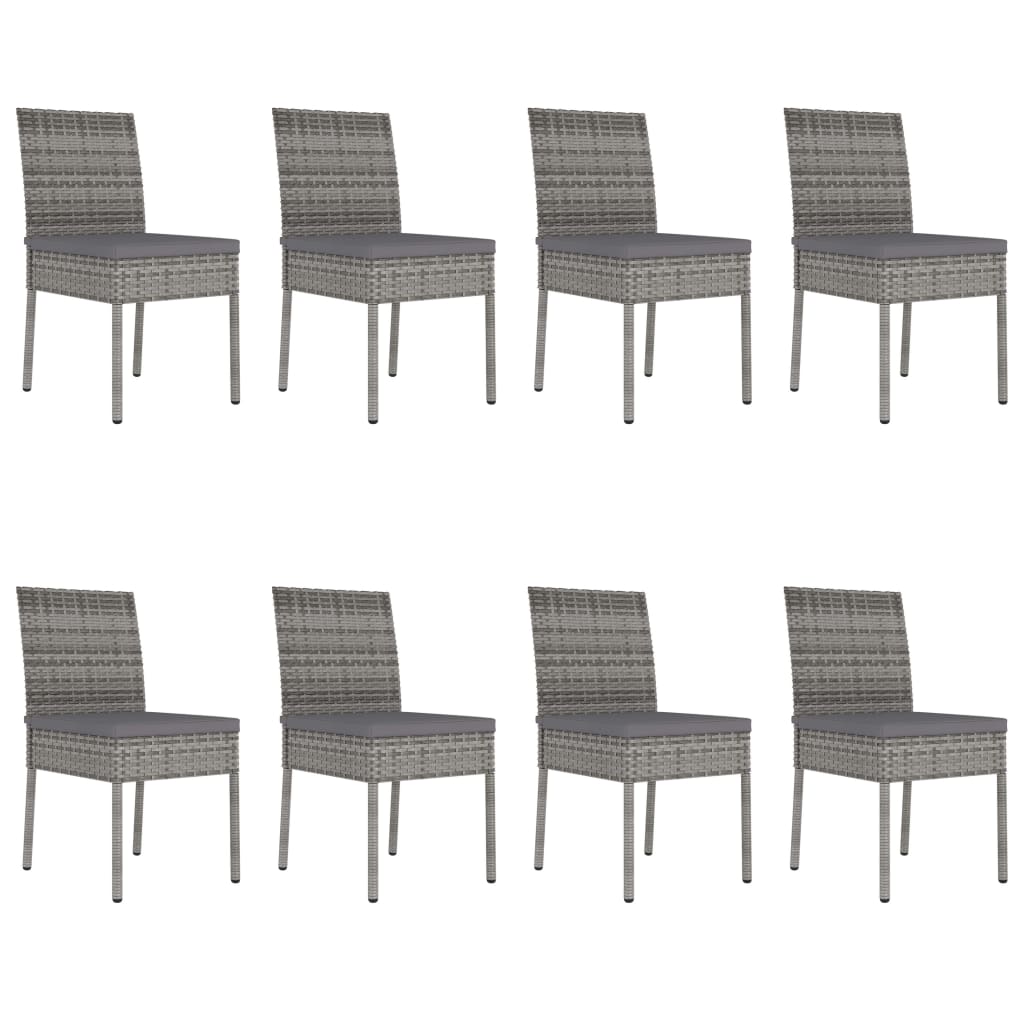 9-piece garden dining set poly rattan grey