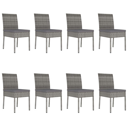9-piece garden dining set poly rattan grey
