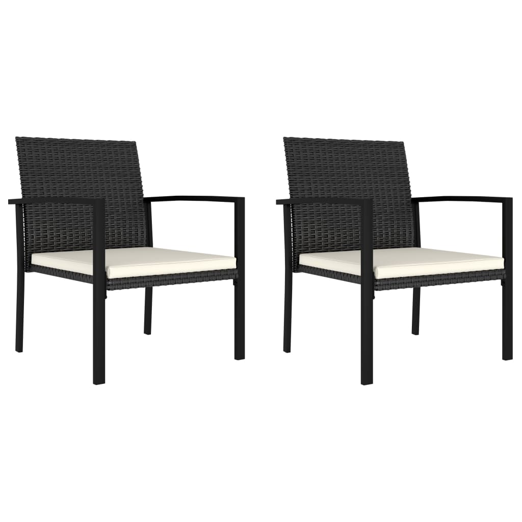 3-piece garden dining set poly rattan black