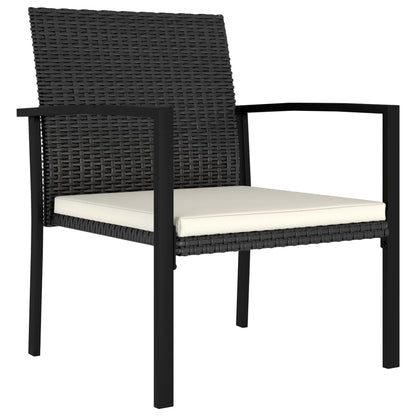 3-piece garden dining set poly rattan black