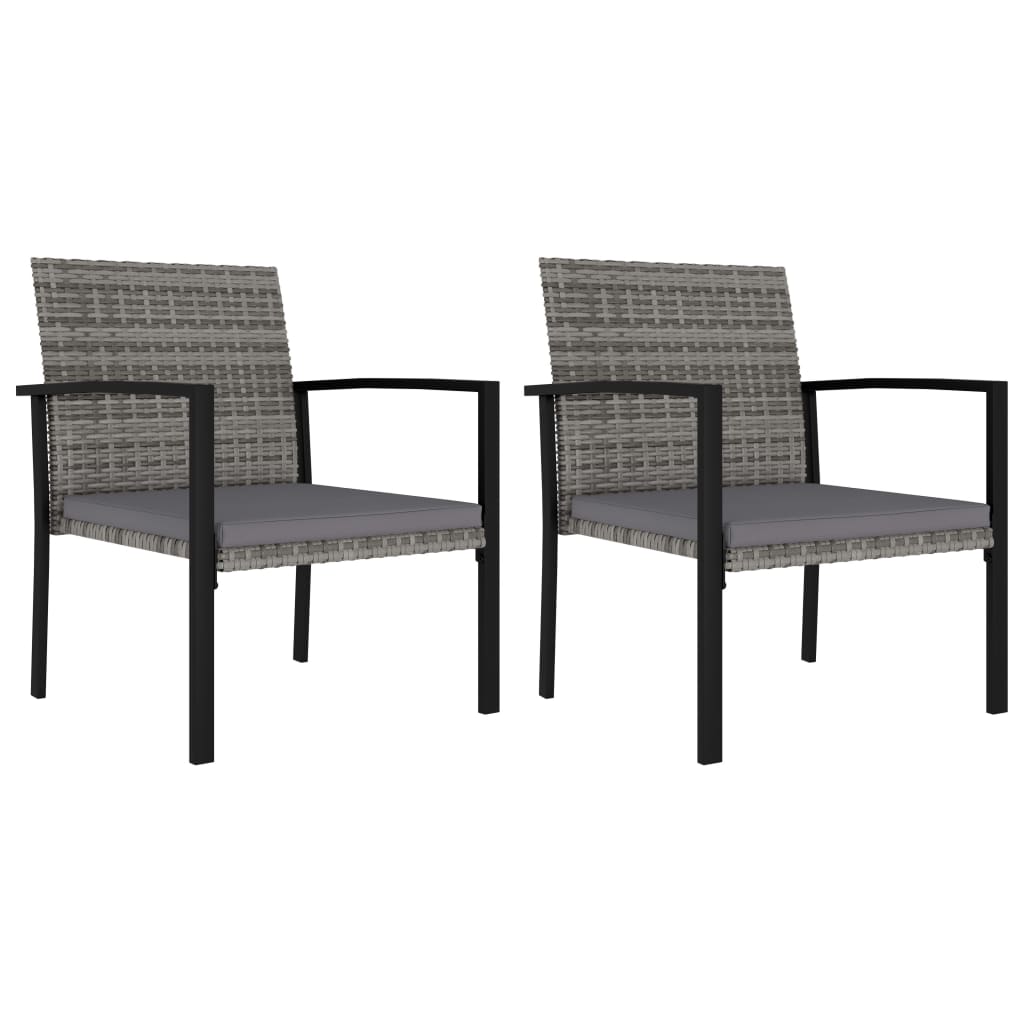 3-piece garden dining set poly rattan grey