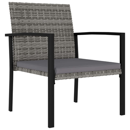3-piece garden dining set poly rattan grey