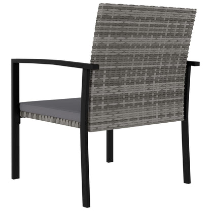 3-piece garden dining set poly rattan grey