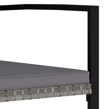 3-piece garden dining set poly rattan grey