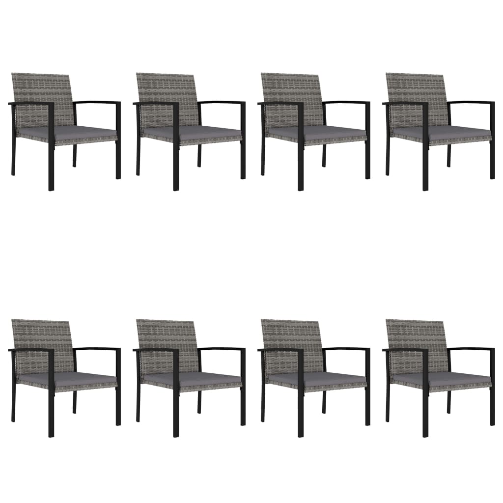 9-piece garden dining set poly rattan grey