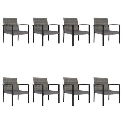 9-piece garden dining set poly rattan grey