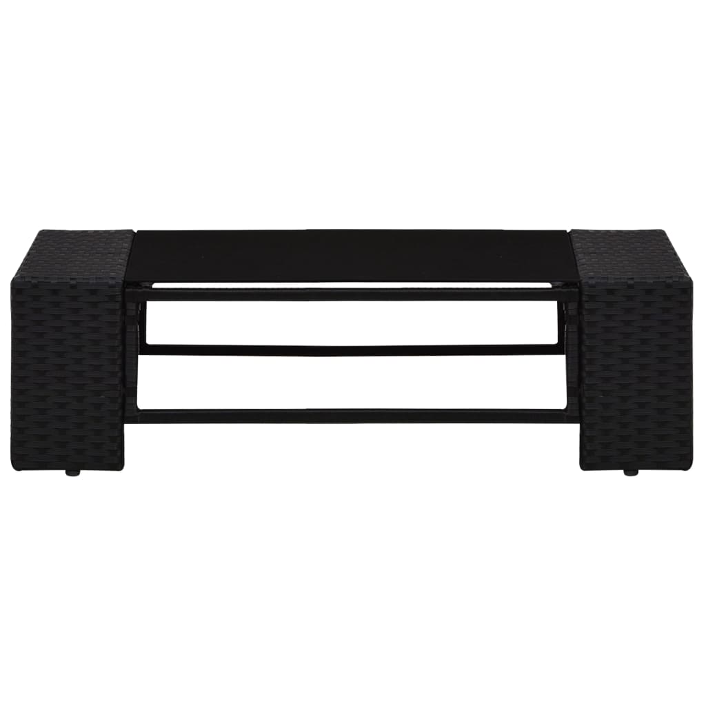 9 kom. Vrtna garnitura za sjedenje s jastucima od crnog poliratana