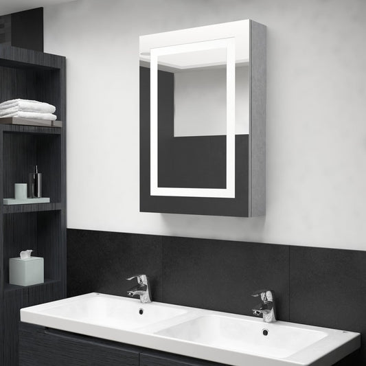 LED bathroom mirror cabinet concrete grey 50x13x70 cm