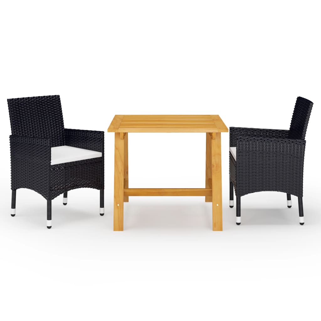 3-piece garden dining set black