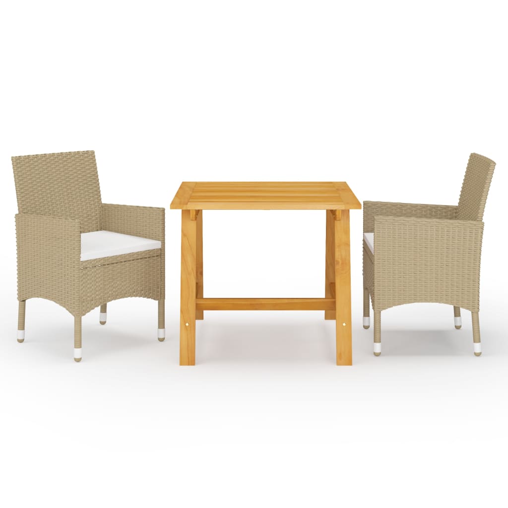 3-piece garden dining set beige