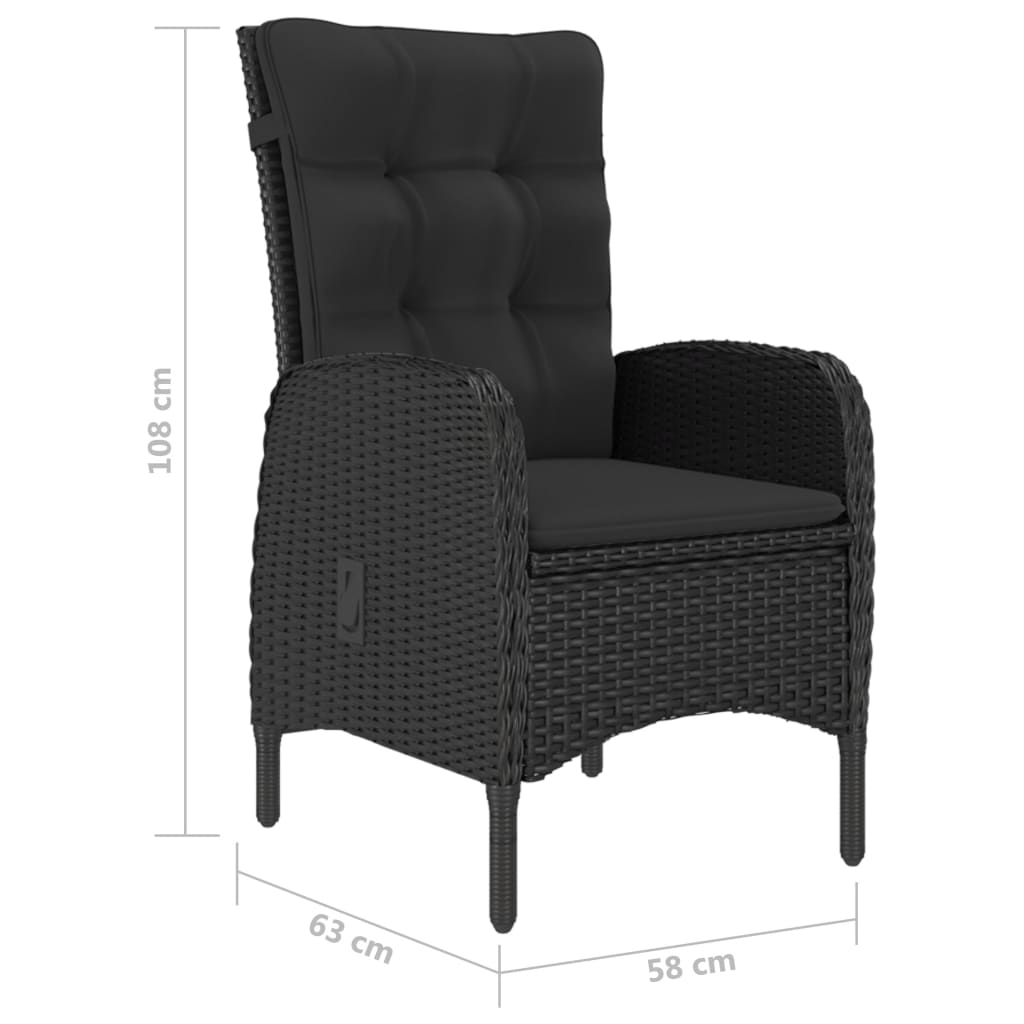 3-piece garden dining set black