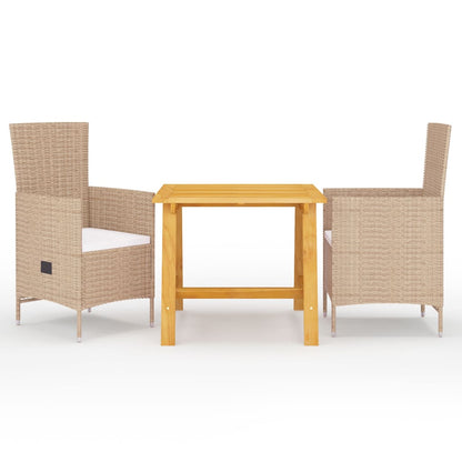 3-piece garden dining set beige