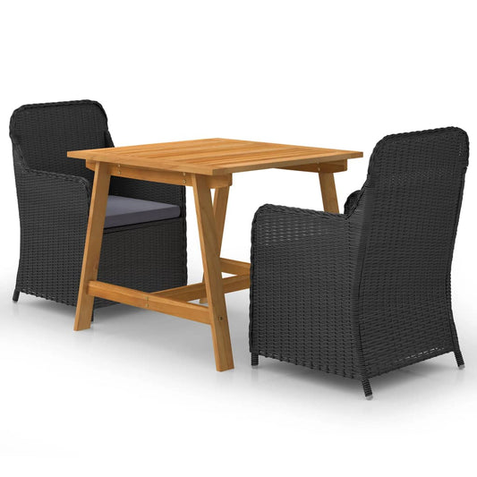 3-piece garden dining set black