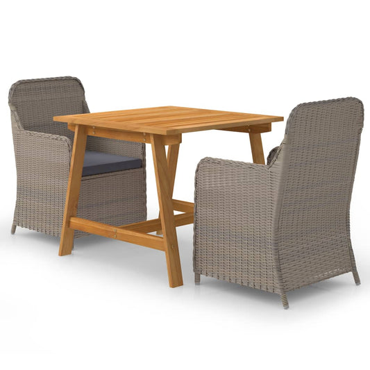 3-piece garden dining set brown