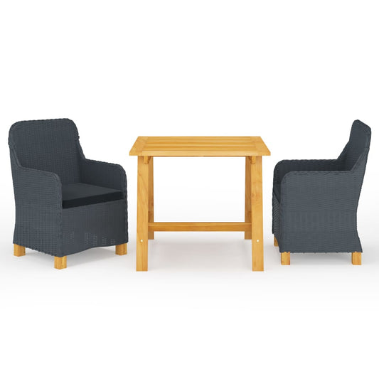3-piece garden dining set dark grey