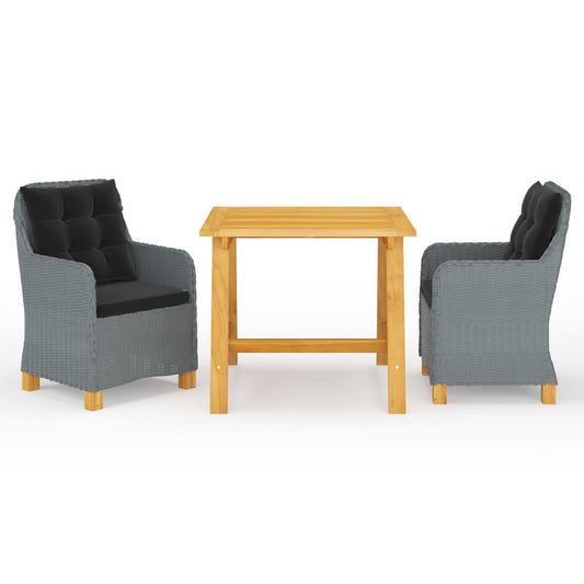 3-piece garden dining set light grey