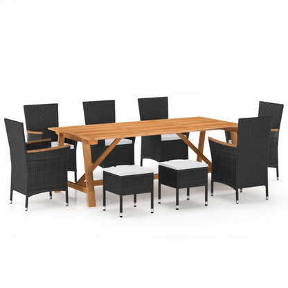 9-piece garden dining set black