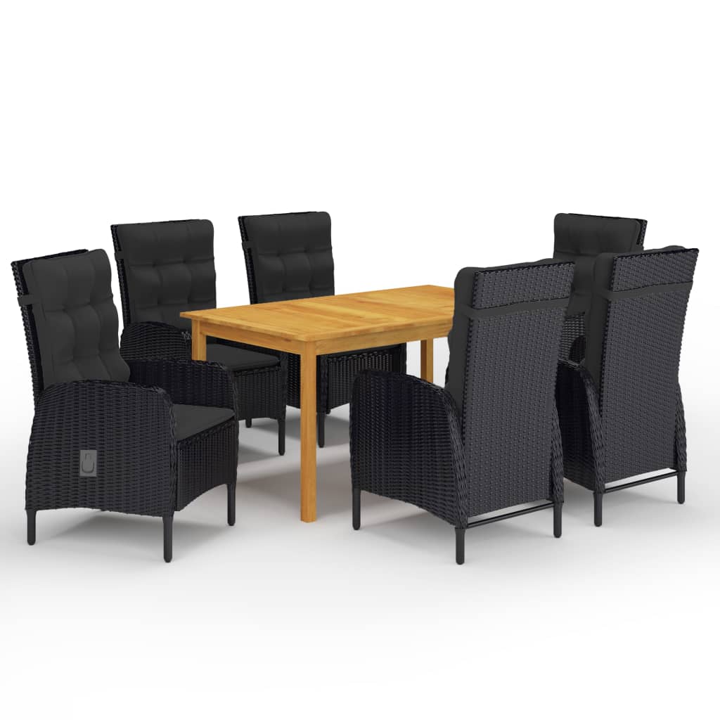 7-piece garden dining set black