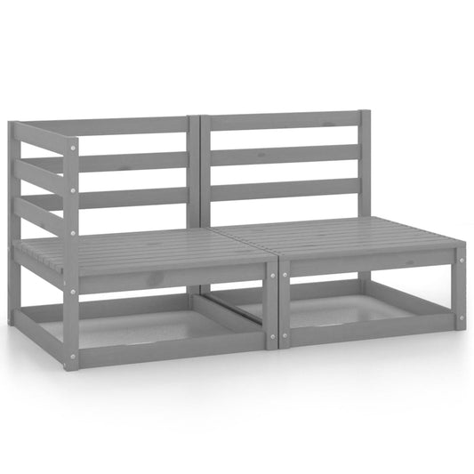2-piece garden lounge set grey pine solid wood