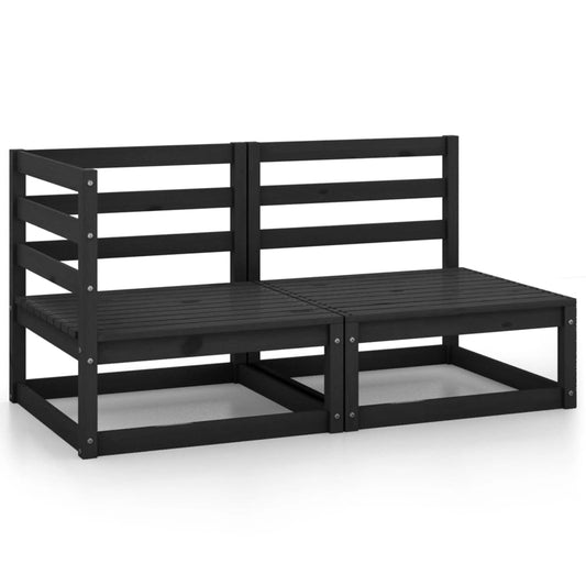 2-piece garden lounge set black solid pine