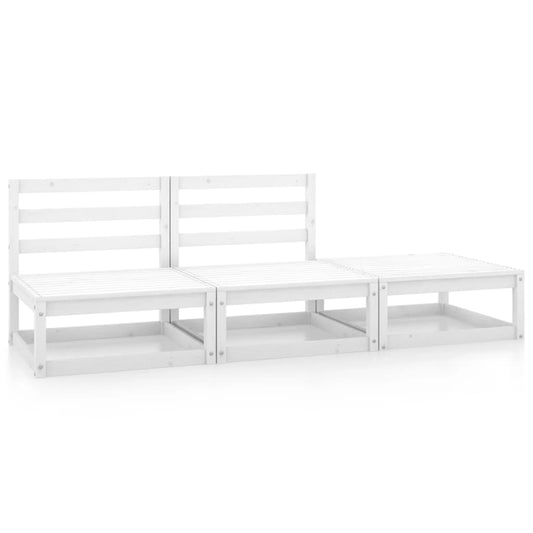 3-piece garden lounge set white pine solid wood