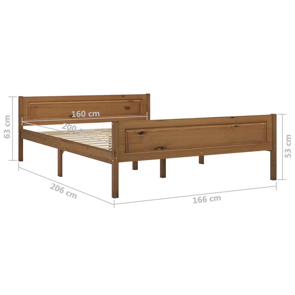 Solid wood bed pine honey brown 160x200 cm