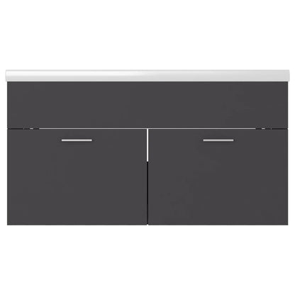 Waschbeckenunterschrank mit Einbaubecken Grau Holzwerkstoff