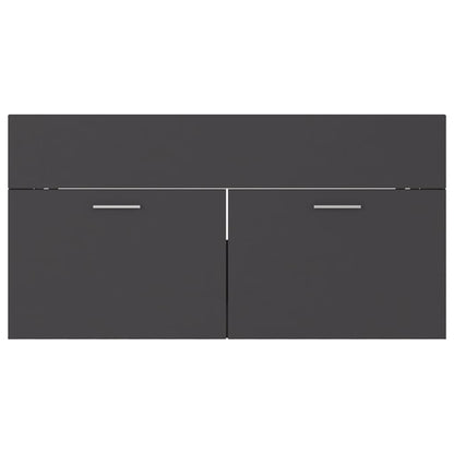 Waschbeckenunterschrank mit Einbaubecken Grau Holzwerkstoff
