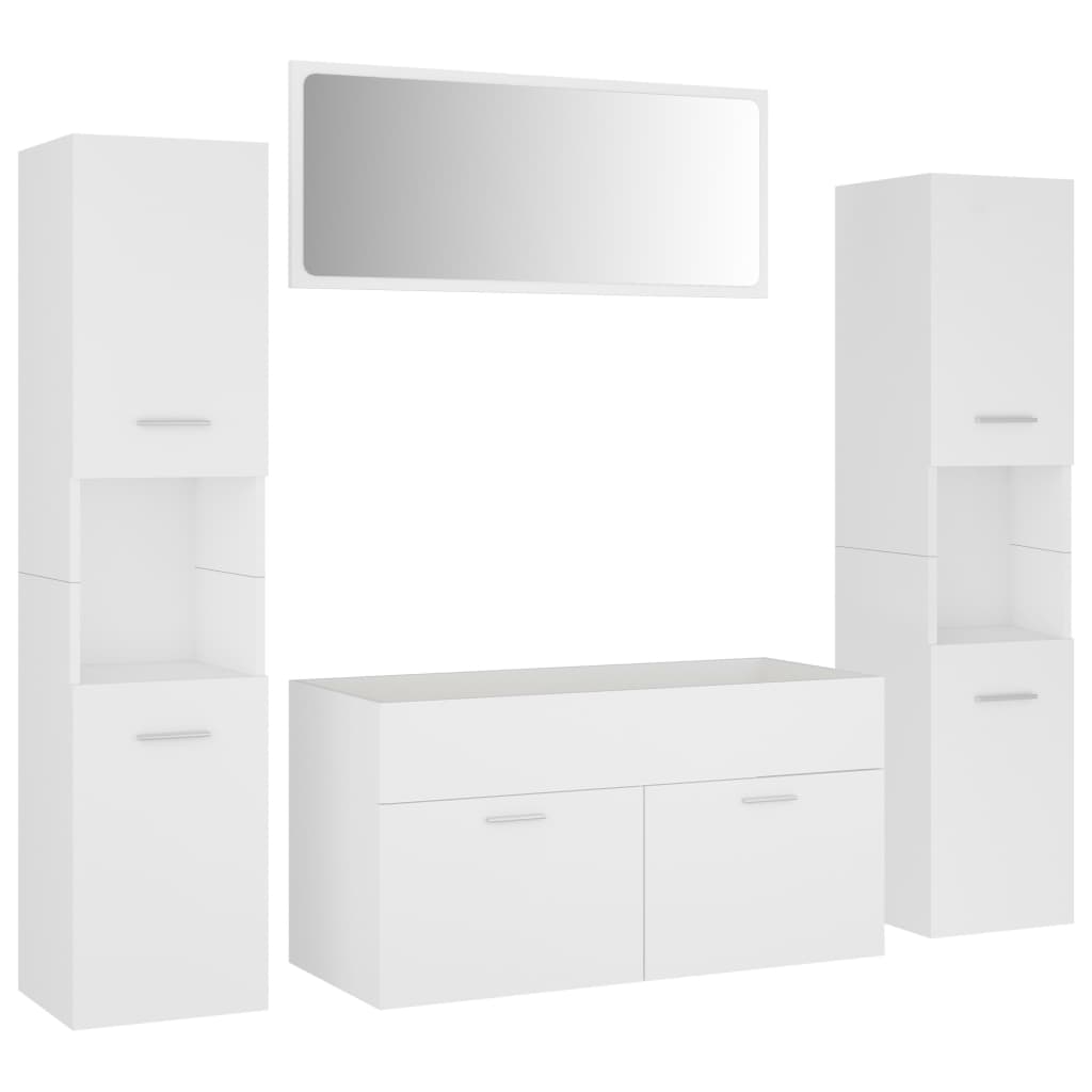 Bathroom furniture set white wood material