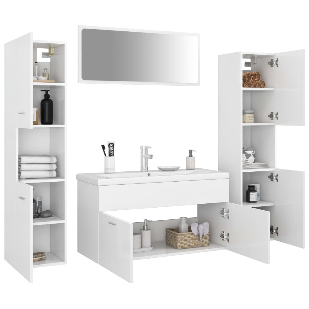 Bathroom furniture set white wood material
