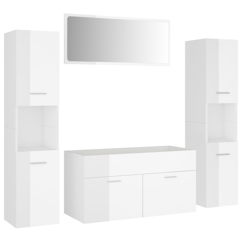 Bathroom furniture set high gloss white wood material