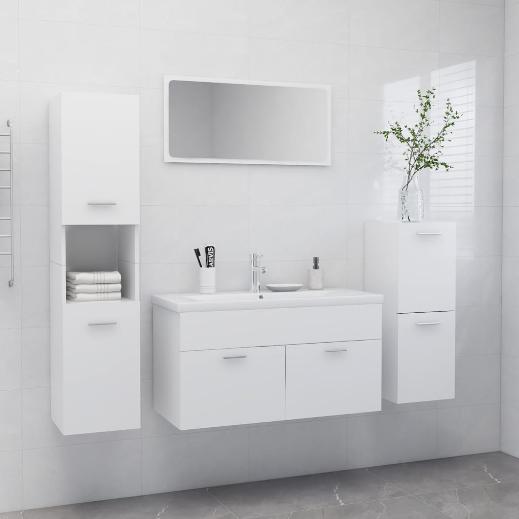 Bathroom furniture set white wood material