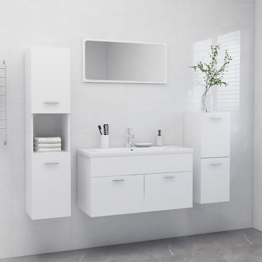 Bathroom furniture set white wood material