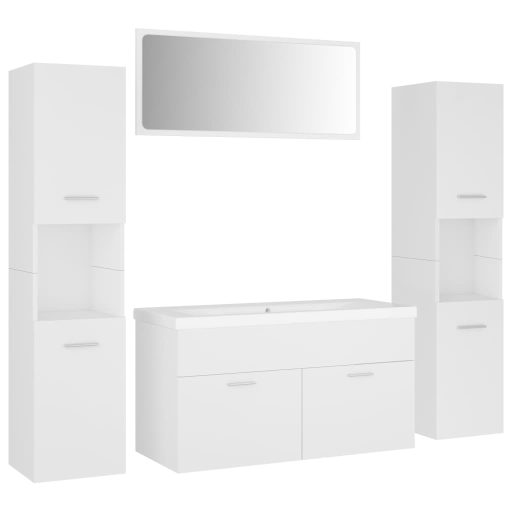 Bathroom furniture set white wood material