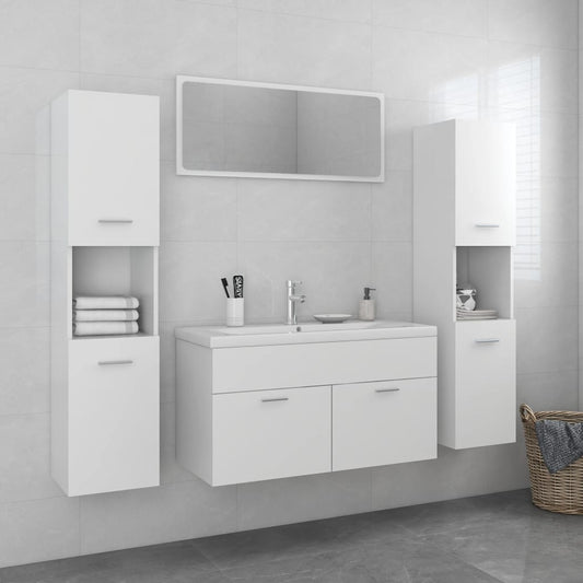 Bathroom furniture set white wood material