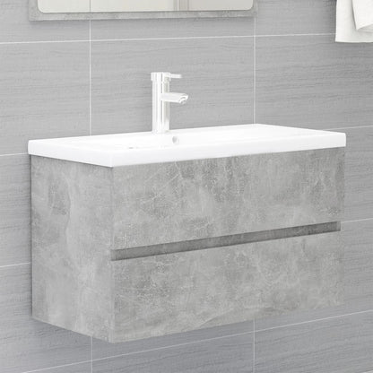 Bathroom furniture set concrete grey wood material