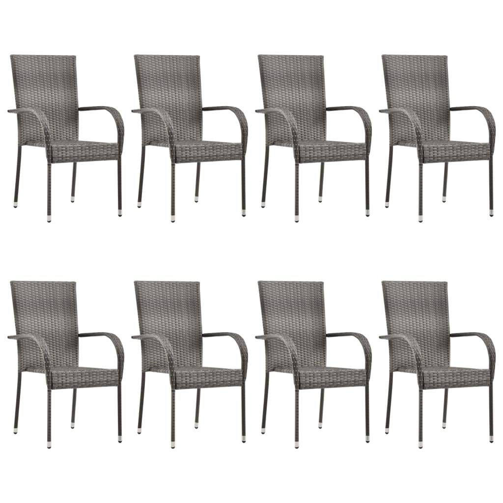 9-piece garden dining set poly rattan grey