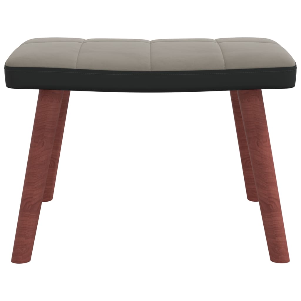 Stolica za ljuljanje sa tabureom svijetlo sivi baršun i PVC